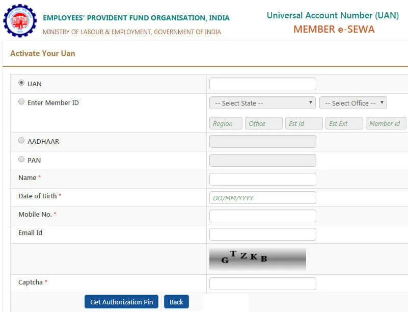 uan login centre details